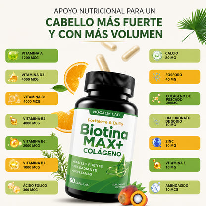Biotina MAX+ Colágeno | Cabello más fuerte, piel radiante y uñas sanas