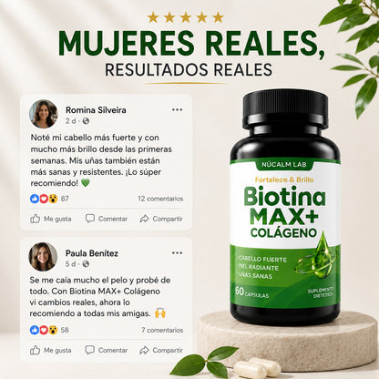 Biotina MAX+ Colágeno | Cabello más fuerte, piel radiante y uñas sanas