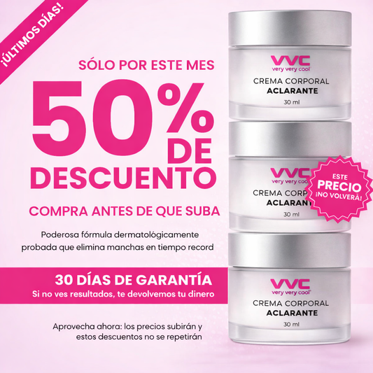 Crema Aclarante VVC para Manchas | Tono Uniforme | Facial y corporal